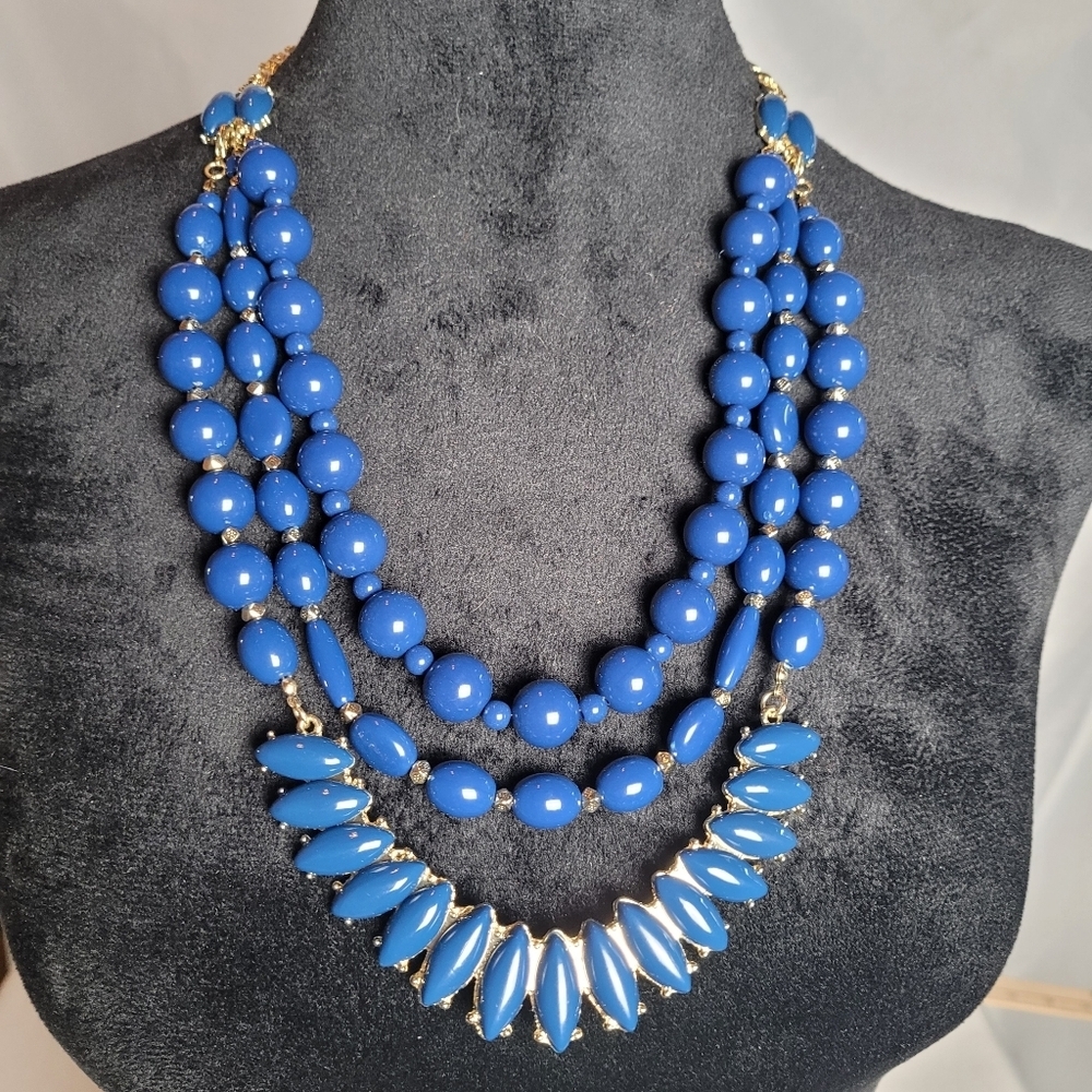 Premier Designs Limited Edition 2018 "In The Navy" Necklace Blue/Gold Tone